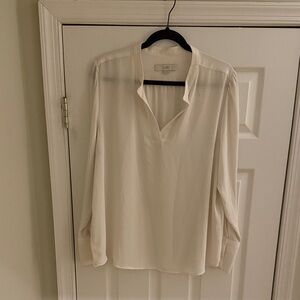 LOFT Cream V-Neck Blouse